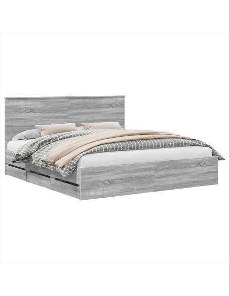 Struttura del letto con cassetto Grigio Sonoma 180 x 200 cm