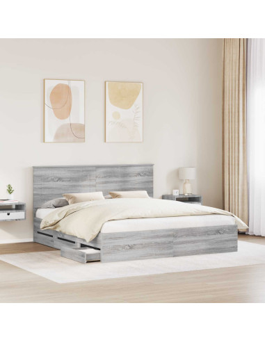 Struttura del letto con cassetto Grigio Sonoma 180 x 200 cm