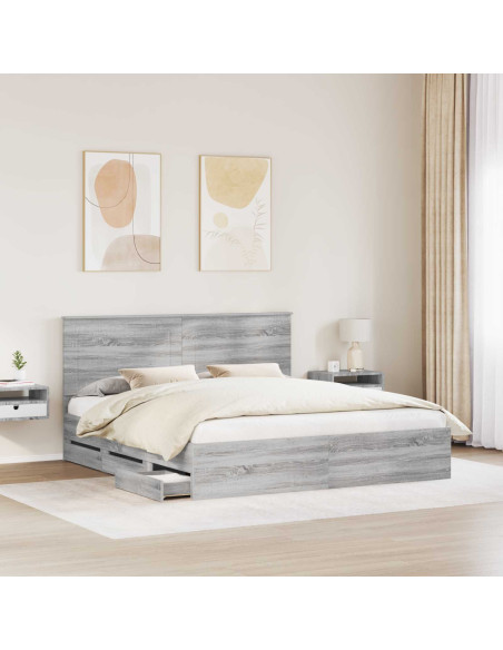 Struttura del letto con cassetto Grigio Sonoma 180 x 200 cm