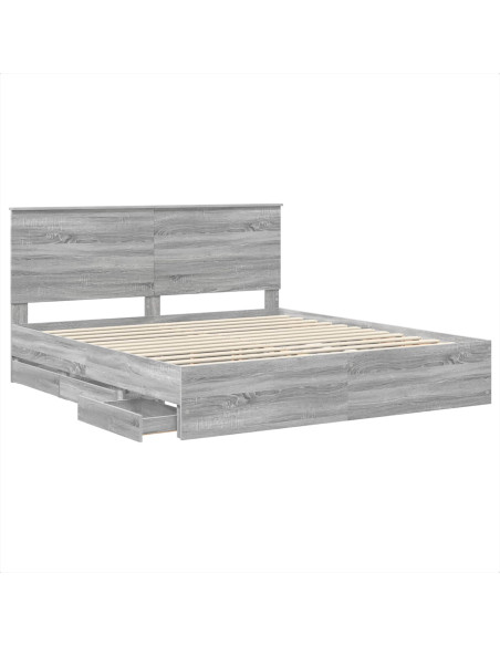 Struttura del letto con cassetto Grigio Sonoma 180 x 200 cm