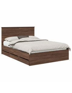 Struttura del letto con cassetto Rovere Marrone 150 x 200 cm 2