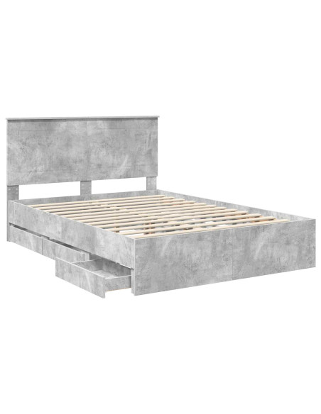 Struttura del letto con cassetto Grigio cemento 140 x 190 cm