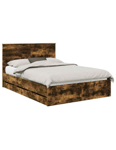 Struttura del letto con cassetto Rovere fumé 140 x 190 cm 2