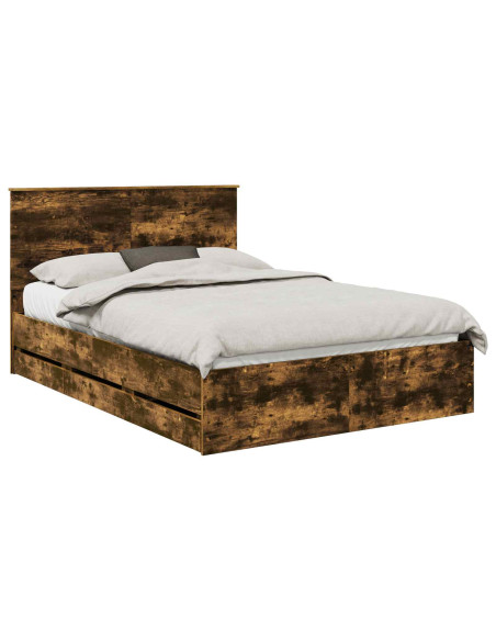 Struttura del letto con cassetto Rovere fumé 140 x 190 cm