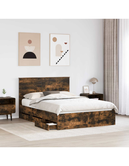 Struttura del letto con cassetto Rovere fumé 140 x 190 cm