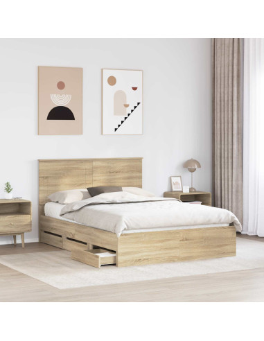 Struttura del letto con cassetto Rovere Sonoma 140 x 200 cm