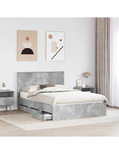 Struttura del letto con cassetto Grigio cemento 140 x 200 cm