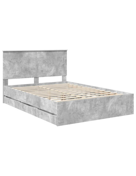Struttura del letto con cassetto Grigio cemento 140 x 200 cm