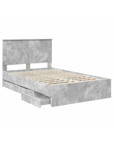 Struttura del letto con cassetto Grigio cemento 135 x 190 cm