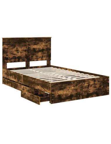 Struttura del letto con cassetto Rovere fumé 135 x 190 cm