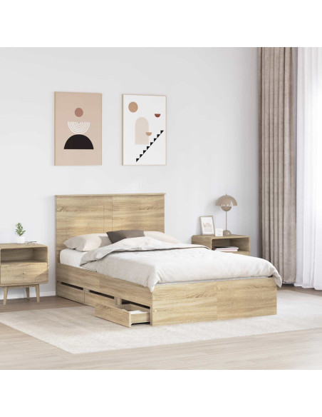 Struttura del letto con cassetto Rovere Sonoma 120 x 190 cm