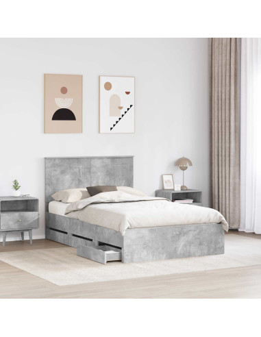 Struttura del letto con cassetto Grigio cemento 120 x 190 cm