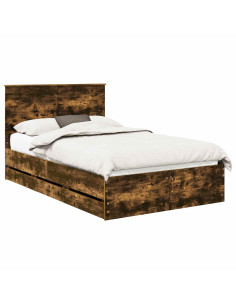 Struttura del letto con cassetto Rovere fumé 120 x 190 cm 2