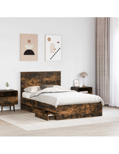 Struttura del letto con cassetto Rovere fumé 120 x 190 cm