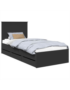 Struttura del letto Nero 100 x 200 cm Legno Ingegnerizzato 2