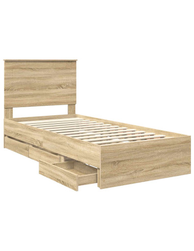 Struttura del letto con cassetto Rovere Sonoma 100 x 200 cm