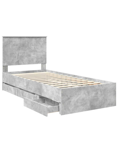 Struttura del letto con cassetto Grigio cemento 90 x 190 cm