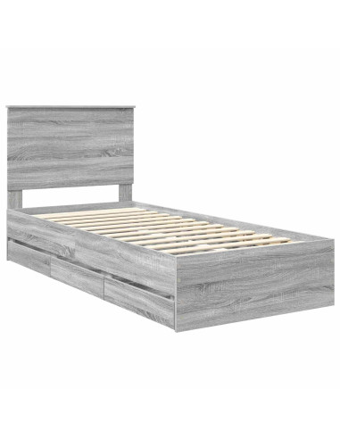 Struttura del letto con cassetto Grigio Sonoma 90 x 190 cm
