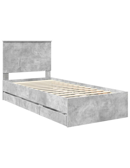 Struttura del letto con cassetto Grigio cemento 90 x 200 cm