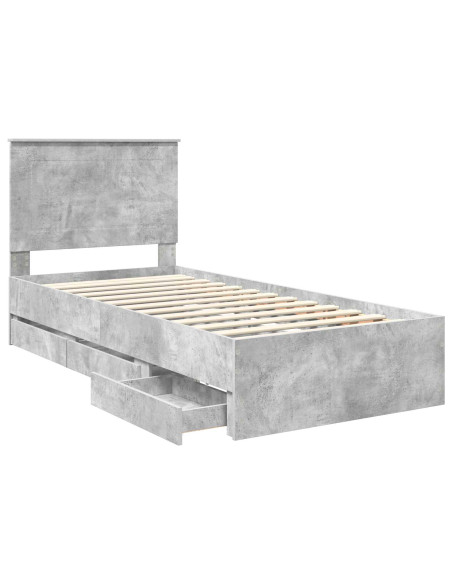 Struttura del letto con cassetto Grigio cemento 90 x 200 cm