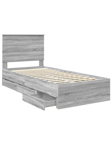 Struttura del letto con cassetto Grigio Sonoma 90 x 200 cm