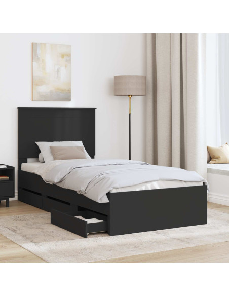 Struttura del letto Nero 75 x 190 cm Legno Ingegnerizzato
