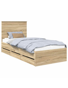 Struttura del letto con cassetto Rovere Sonoma 75 x 190 cm 2