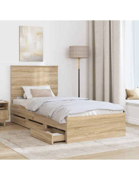 Struttura del letto con cassetto Rovere Sonoma 75 x 190 cm