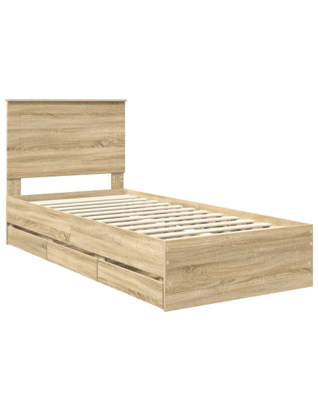 Struttura del letto con cassetto Rovere Sonoma 75 x 190 cm