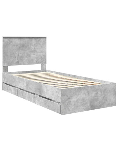 Struttura del letto con cassetto Grigio cemento 75 x 190 cm