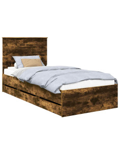 Struttura del letto con cassetto Rovere fumé 75 x 190 cm 2