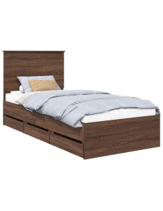 Struttura del letto con cassetto Rovere Marrone 75 x 190 cm 2