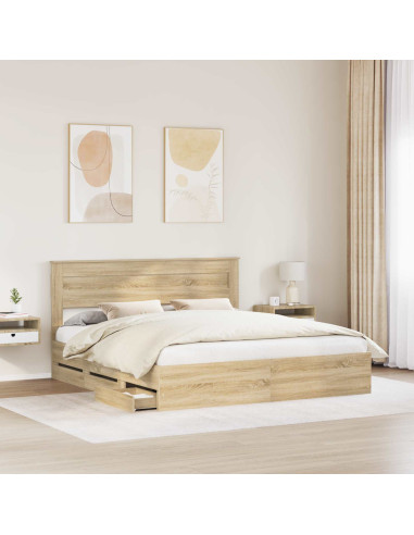 Struttura del letto con cassetto Rovere Sonoma 200 x 200 cm