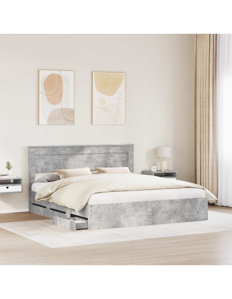 Struttura del letto con cassetto Grigio cemento 200 x 200 cm
