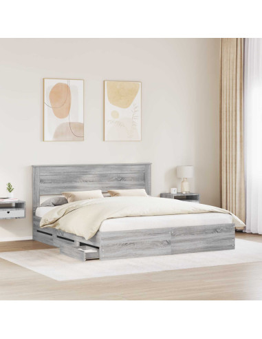 Struttura del letto con cassetto Grigio Sonoma 200 x 200 cm