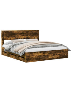 Struttura del letto con cassetto Rovere fumé 180 x 200 cm 2