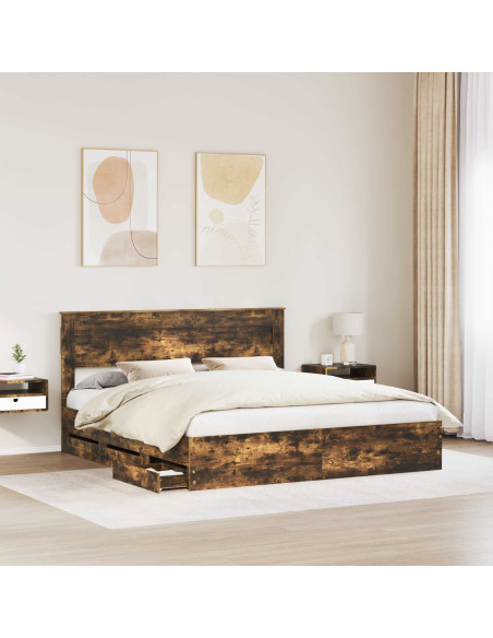 Struttura del letto con cassetto Rovere fumé 180 x 200 cm