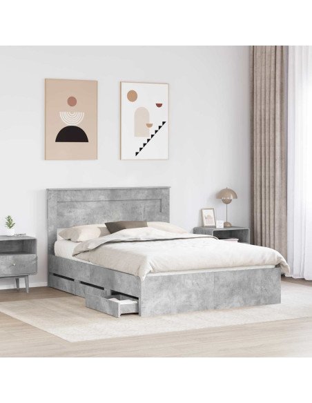 Struttura del letto con cassetto Grigio cemento 160 x 200 cm