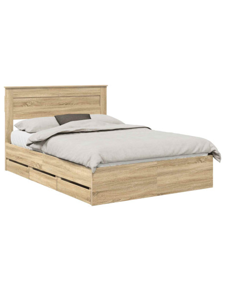 Struttura del letto con cassetto Rovere Sonoma 140 x 190 cm