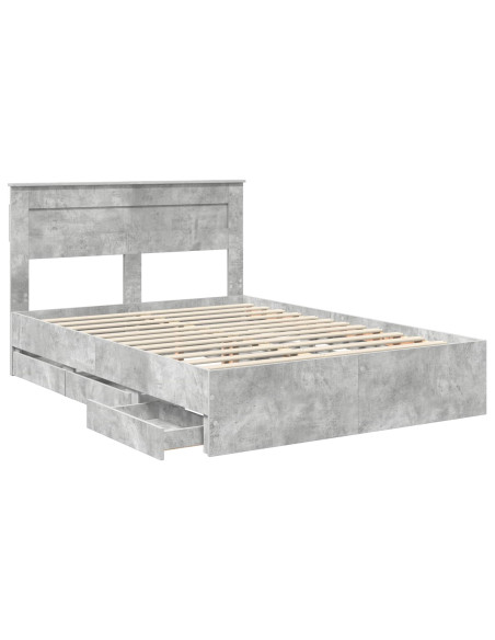 Struttura del letto con cassetto Grigio cemento 140 x 190 cm