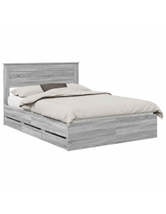 Struttura del letto con cassetto Grigio Sonoma 140 x 190 cm 2