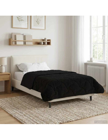 Duvet Invernale Nero 135 x 200 cm Microfibra e Fleece Teddy