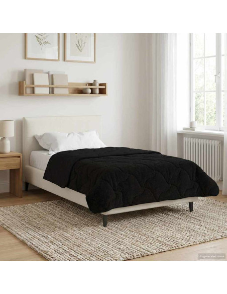 Duvet Invernale Nero 135 x 200 cm Microfibra e Fleece Teddy
