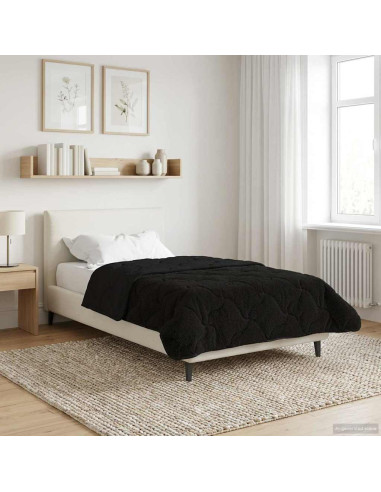 Duvet Invernale Nero 155 x 200 cm Microfibra e Fleece Teddy