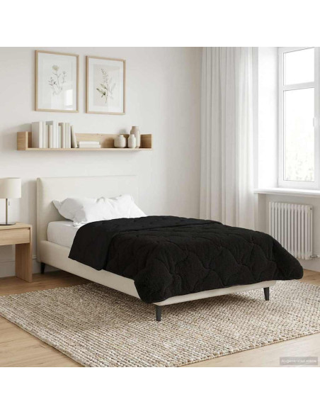 Duvet Invernale Nero 155 x 200 cm Microfibra e Fleece Teddy