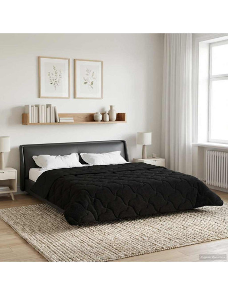 Duvet Invernale Nero 200 x 240 cm Microfibra e Fleece Teddy