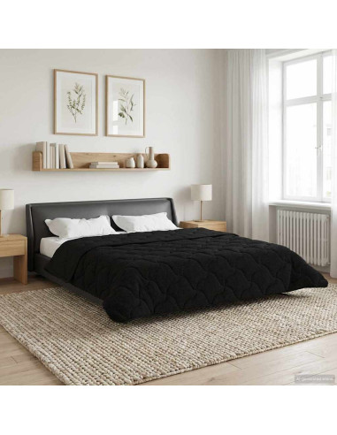 Duvet Invernale Nero 220 x 260 cm Microfibra e Fleece Teddy
