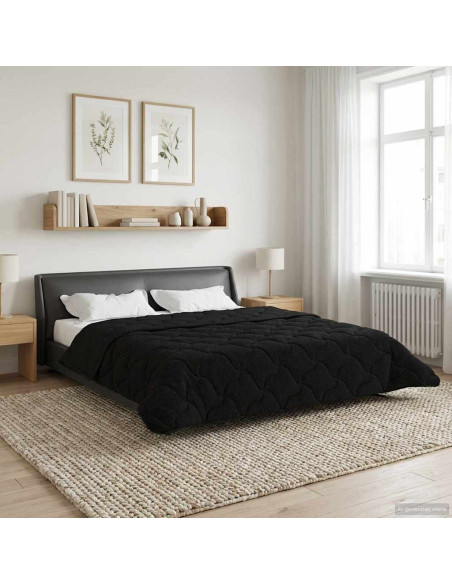 Duvet Invernale Nero 220 x 260 cm Microfibra e Fleece Teddy