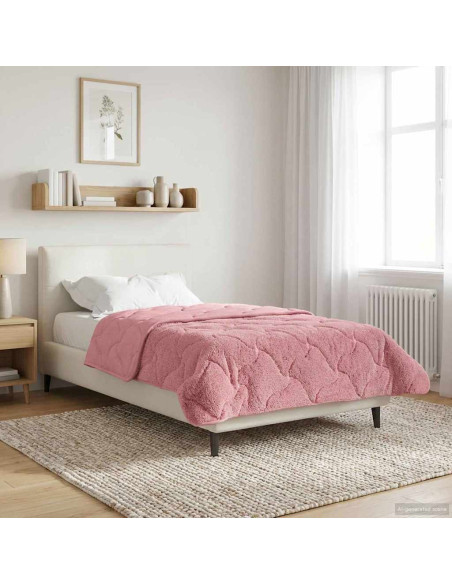 Duvet Invernale Rosa 135 x 200 cm Microfibra e Fleece Teddy