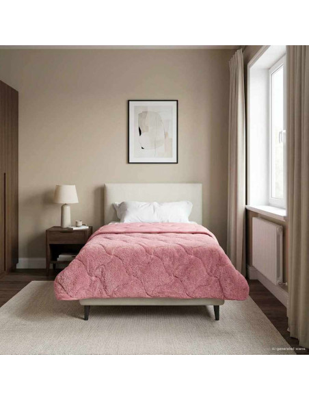 Duvet Invernale Rosa 140 x 220 cm Microfibra e Fleece Teddy